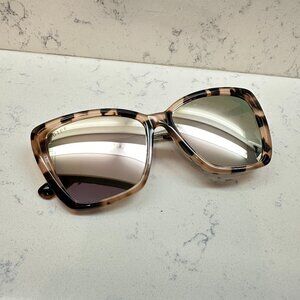DIFF Polarized Womens Sunglasses Becky II Himalayan Tort Taupe Mirror